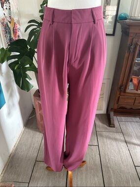 The Lemon High-Waist Wide-Leg Trousers in Berry Pink Medium